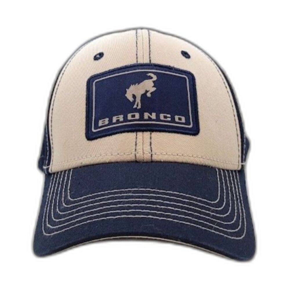 Ford Bronco H3 Headwear Navy Tan Patch Men's Cap  Snapback Trucker Hat Men's OS